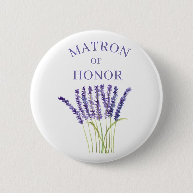 Badge Rond 5 Cm Matron d'honneur Aquarelle d'Herbe de Lavande (Devant)