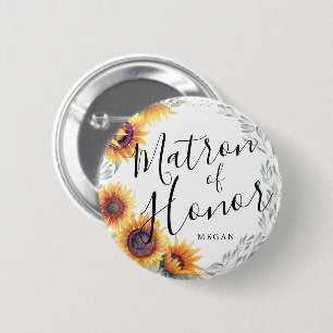 Badge Rond 5 Cm Matron d'honneur fleurs de tournesol personnalisé