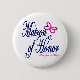 Badge Rond 5 Cm Matron d'honneur / Papillon