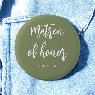 Badge Rond 5 Cm Matron of Honor Sage Green Wedding Button