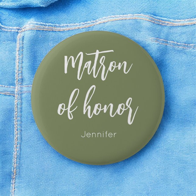 Badge Rond 5 Cm Matron of Honor Sage Green Wedding Button (Créateur téléchargé)