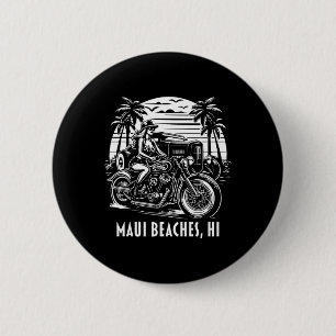 Badge Rond 5 Cm Maui Beaches Hawaii Motorcycle Hotrod Vintage Desi