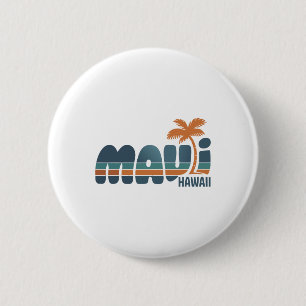Badge Rond 5 Cm Maui Hawaii Vintage Surf Plage Surf 70's Rétro