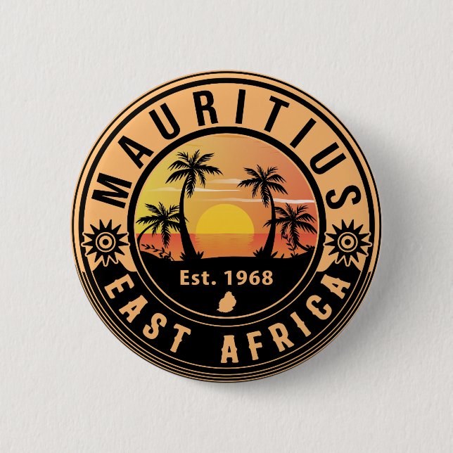 Badge Rond 5 Cm Maurice Afrique de l'Est Rétro Sunset Souvenirs 60 (Devant)
