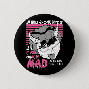 Badge Rond 5 Cm Mauvais Anime Girl Otaku Angry Manga Devil