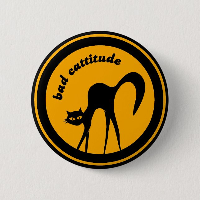 Badge Rond 5 Cm Mauvais bouton de Cattitude (Devant)