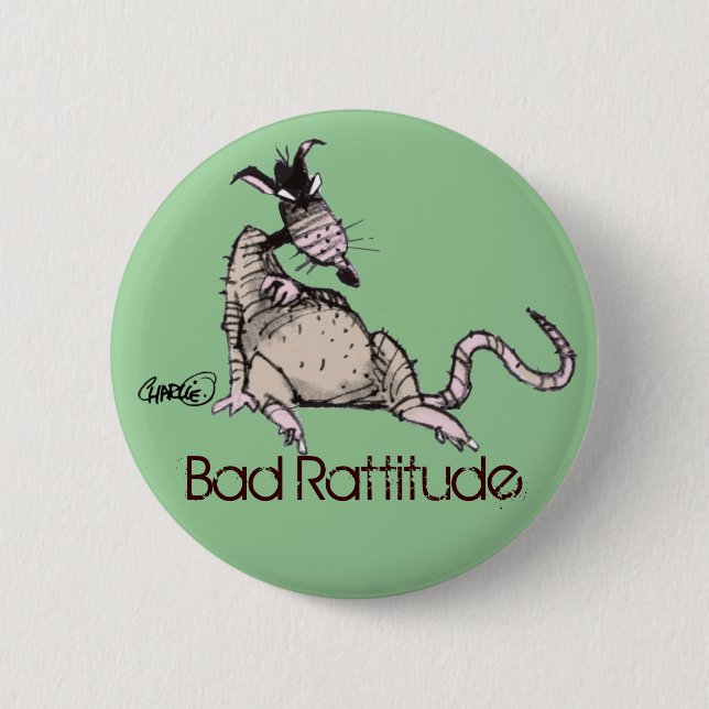 Badge Rond 5 Cm Mauvais bouton de Rattitude (Devant)