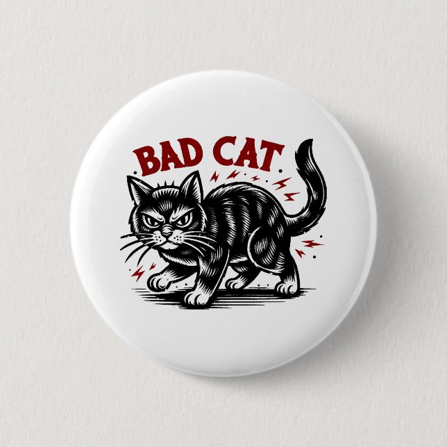 Badge Rond 5 Cm Mauvais Chat (Devant)