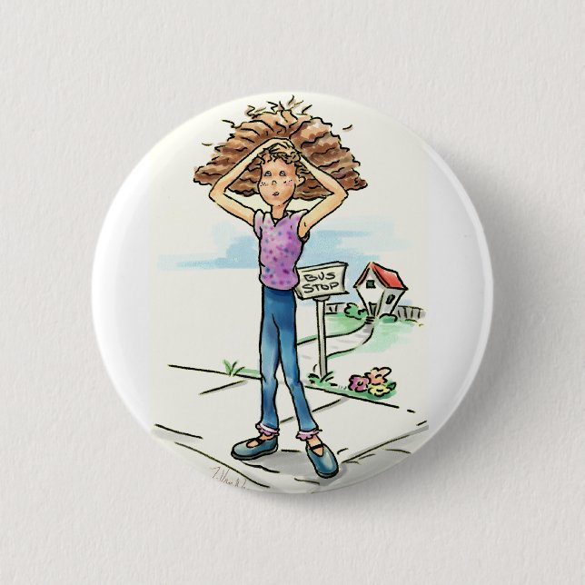 Badge Rond 5 Cm Mauvaise journée des cheveux (Devant)