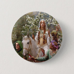 Badge Rond 5 Cm Maying, la reine Guinevere, vers 1900, par John Co