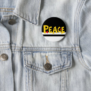 Badge Rond 5 Cm MAZIPOODLES Paix Jaune