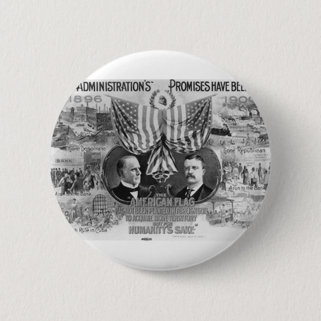 Badge Rond 5 Cm McKinley 1900 - Roosevelt (Devant)