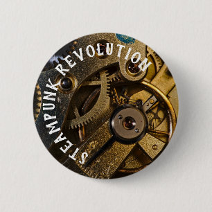 Badge Rond 5 Cm Mécanisme de Montre Steampunk