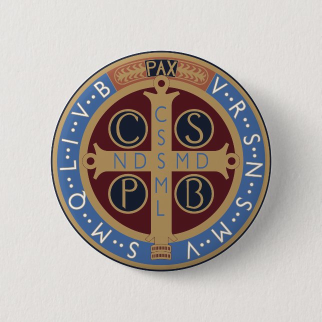 Badge Rond 5 Cm Médaille de saint Benoît (Devant)