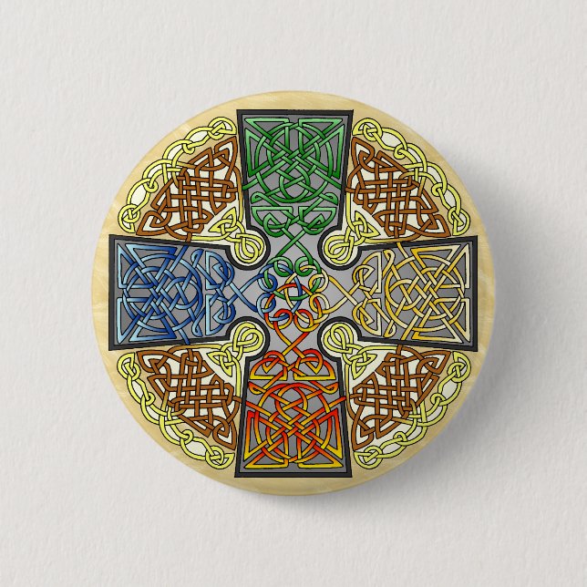 Badge Rond 5 Cm Médaillon élémentaire de croix celtique (Devant)