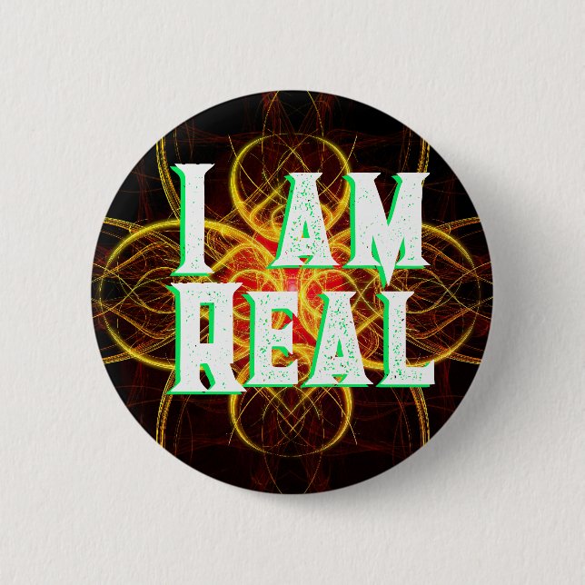 Badge Rond 5 Cm Médaillon rougeJe suis réel (Devant)