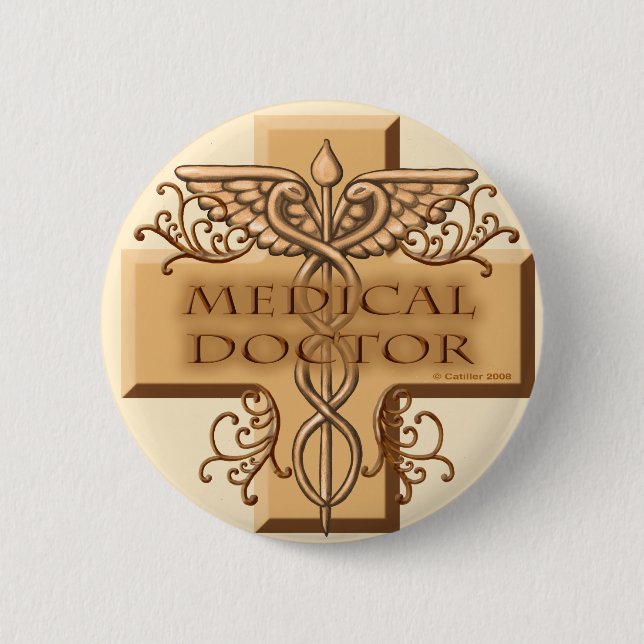 Badge Rond 5 Cm Médecin croisé (Devant)