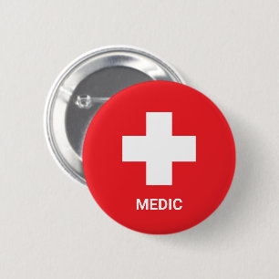Badge Rond 5 Cm MÉDECIN & Premiers Secours, Croix, Ambulance, Doct