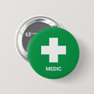 Badge Rond 5 Cm MÉDECIN & Premiers Secours, Croix, Ambulance, Doct
