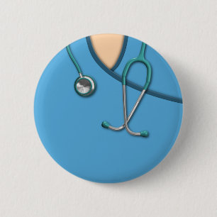Badge Rond 5 Cm Médicale bleu frotte