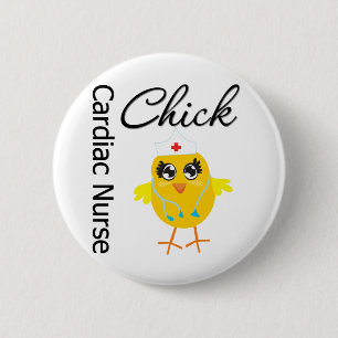 Badge Rond 5 Cm Médicale Chick v1 infirmière cardiaque