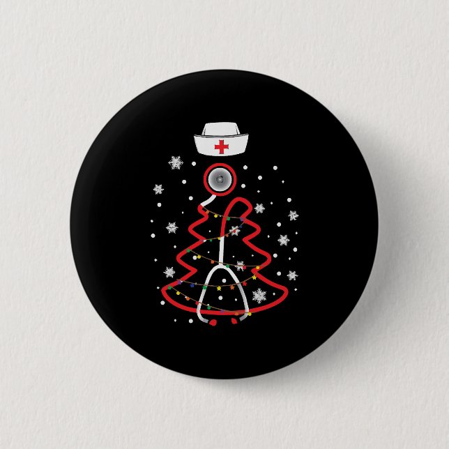 Badge Rond 5 Cm Médicale RN NUrse, Joyeux Noël (Devant)