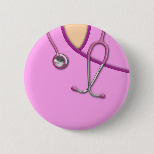 Badge Rond 5 Cm Médicale rose frotte
