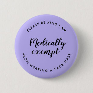 Badge Rond 5 Cm Médicalement exempté de porter un masque facial