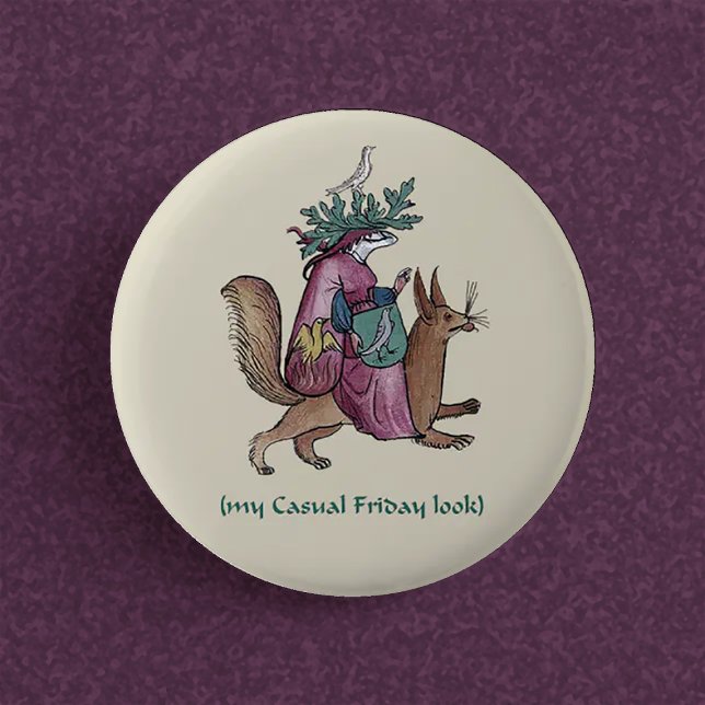 Badge Rond 5 Cm Médiéval "Vendredi Décontracté" (Créateur téléchargé)