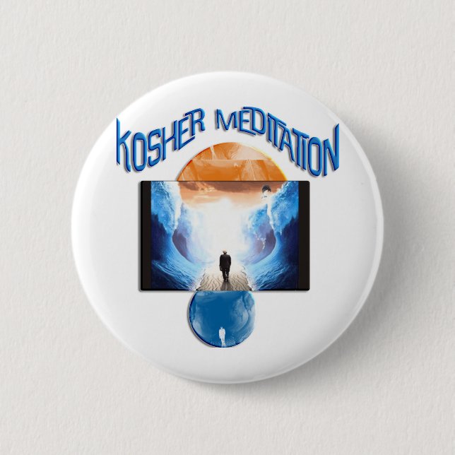 Badge Rond 5 Cm Méditation de Kosher (Devant)