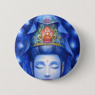 Badge Rond 5 Cm Méditation de minuit Kuan Yin de zen