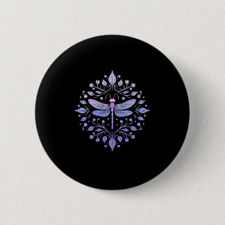 Badge Rond 5 Cm Meditation Fractal Geometry Spiritual Yoga Dragonf
