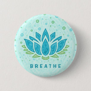 Badge Rond 5 Cm Méditation Yoga Lotus Fleur Zen Modèle de texte