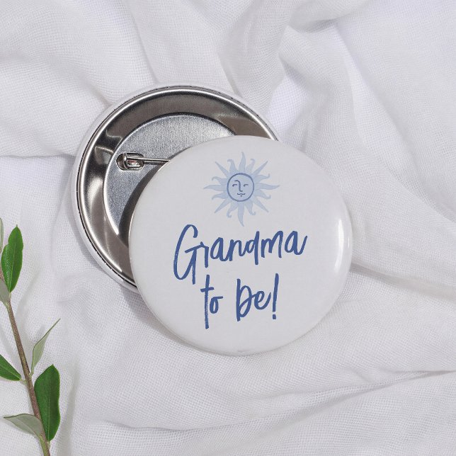 Badge Rond 5 Cm Mediterranean Blue Baby Shower Grandma To Be (Créateur téléchargé)