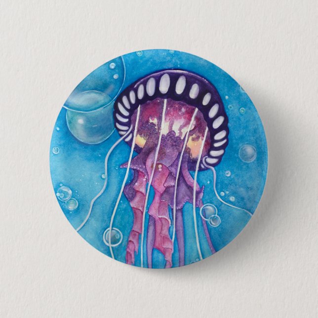 Badge Rond 5 Cm Medusa de mer profonde (Devant)