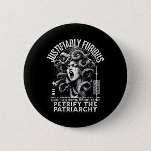 Badge Rond 5 Cm Medusa furieuse justifiée Mythologie grecque Femin