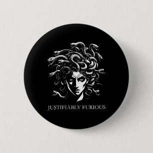 Badge Rond 5 Cm Medusa furieuse justifiée Mythologie grecque Femin