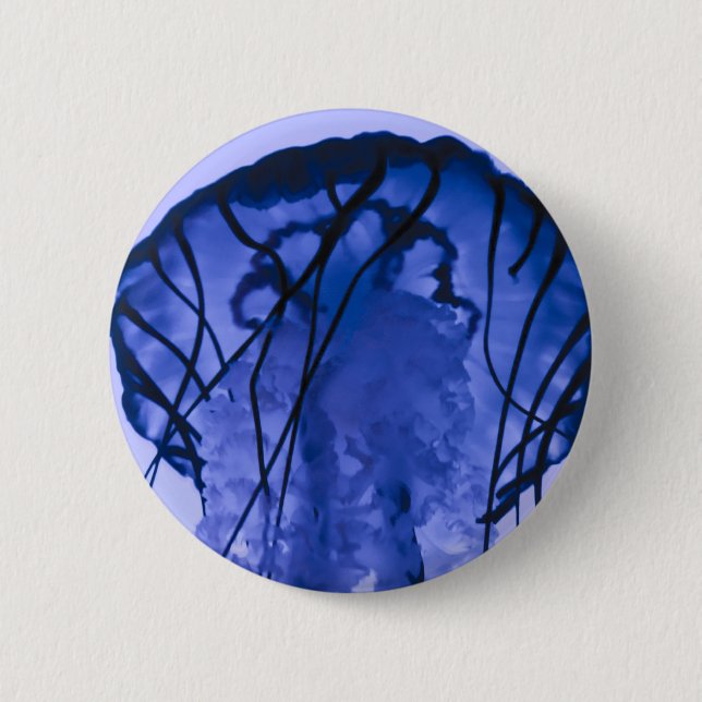 Badge Rond 5 Cm Méduses sur le bleu (Devant)