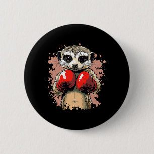 Badge Rond 5 Cm Meerkat Champion De Boxe Avec Gants Prêt