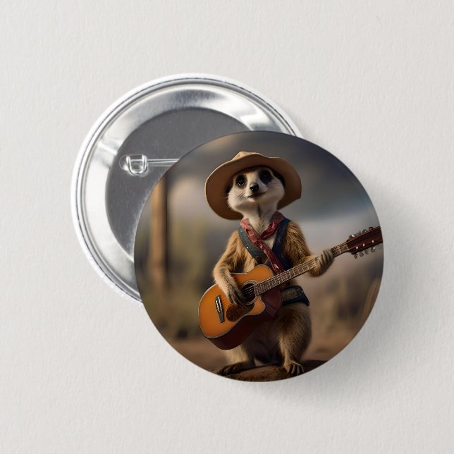 Badge Rond 5 Cm Meerkat Éclatant Une Berceuse De Pays, (Devant & derrière)