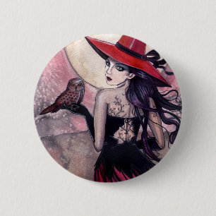 Badge Rond 5 Cm Méfiez-vous du bouton de sorcière de la chouette t