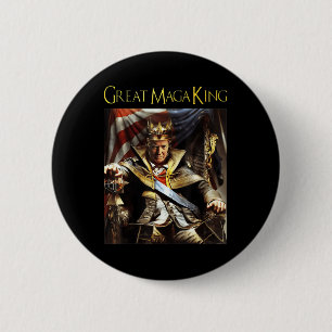 Badge Rond 5 Cm Mega King USA Flag Fier Ultra Maga Trump