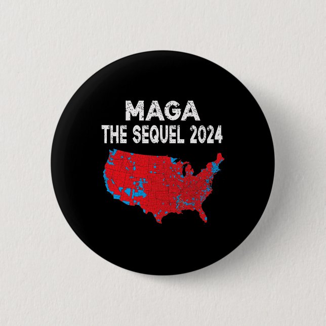 Badge Rond 5 Cm Mega La Sequel Président Trump 2024 Carte électora (Devant)