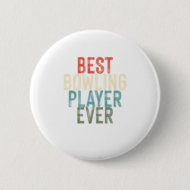 Badge Rond 5 Cm Meilleur Bowling Joueur Bowlers Skittles Sport Cad (Devant)