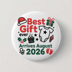 Badge Rond 5 Cm Meilleur Cadeau Arrive en Août 2026 Noël Couples