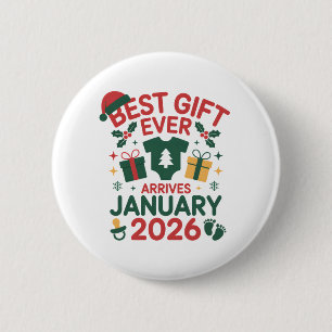 Badge Rond 5 Cm Meilleur cadeau de Noël arrive janvier 2026 pour l