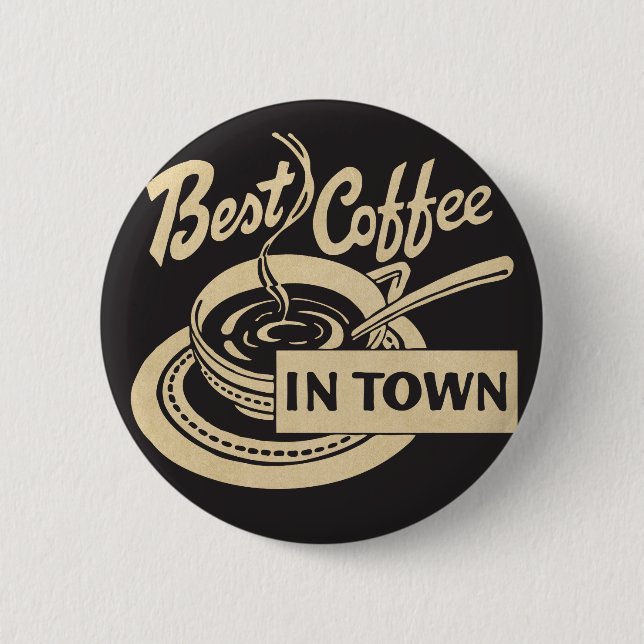 Badge Rond 5 Cm Meilleur café en ville (Devant)