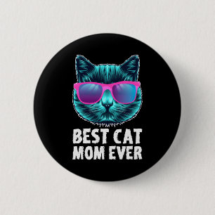 Badge Rond 5 Cm Meilleur Chat Maman Jamais mignonne Lunettes Drôle