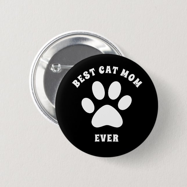 Badge Rond 5 Cm Meilleur Chat Maman Jour Texte Personnalisé (Devant & derrière)