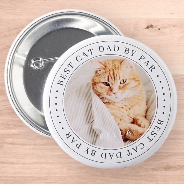 Badge Rond 5 Cm Meilleur Chat Papa Par Par Classique Photo Simple (Créateur téléchargé)